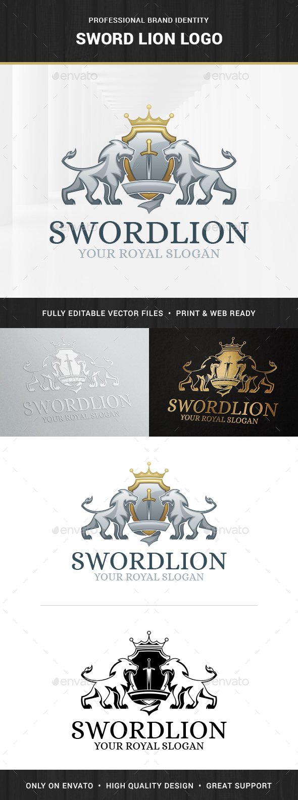 Sword Lion Logo Template