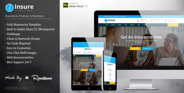 Insure - Insurance, Finance, & Business Muse Template