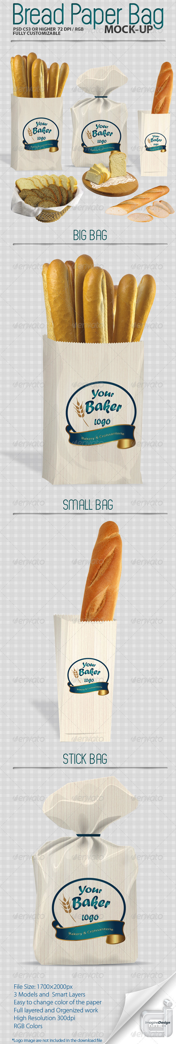 Download Bread Paper Bag Mock-up - Food and Drink Packaging