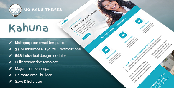 Kahuna - Giant Multipurpose Email + Builder Access