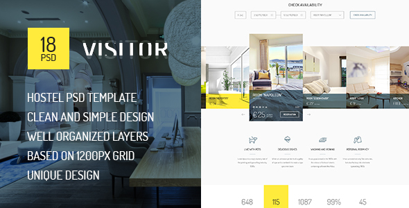 Visitor -- Online Hostel/Hotel Booking PSD Template