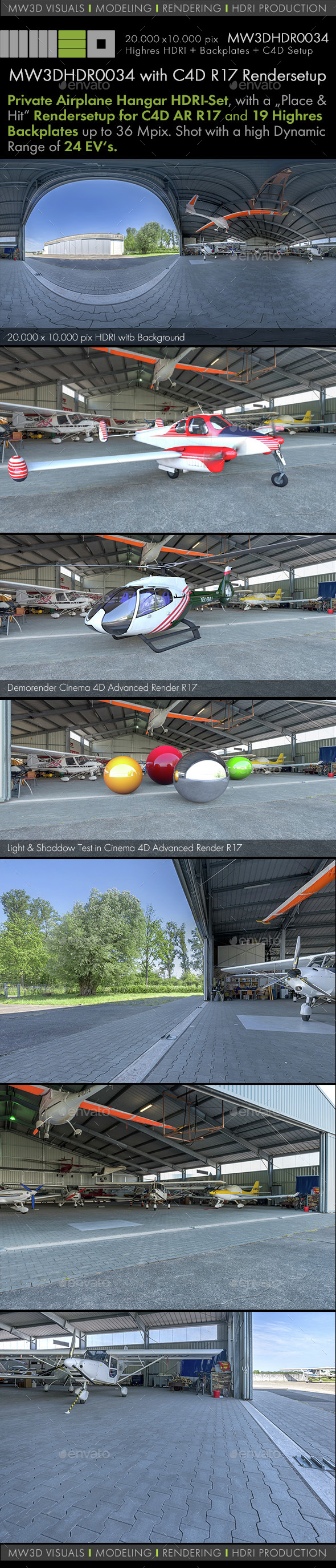 MW3DHDR0034 Aviation-Shop / Airplane Hangar HDRI Set - 3DOcean Item for Sale