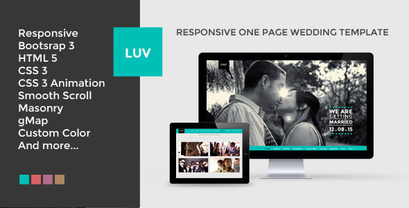 LUV | Responsive One Page Wedding Template