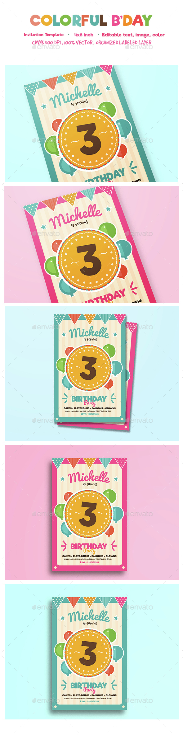 Colorful birthday invitation