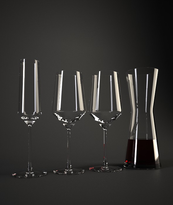 Schott Zwiesel Pure Wine Glasses and Decanter - 3DOcean Item for Sale