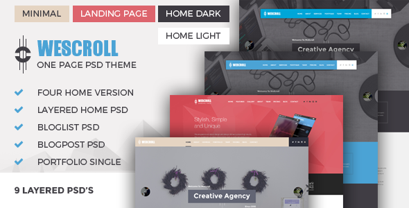 WeScroll One Page PSD Theme