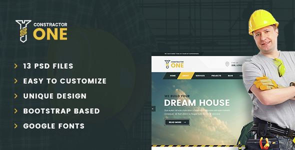 Constructor One - Construction PSD Template