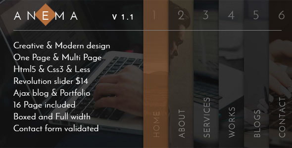 Anema - Creative OnePage & MultiPage Template