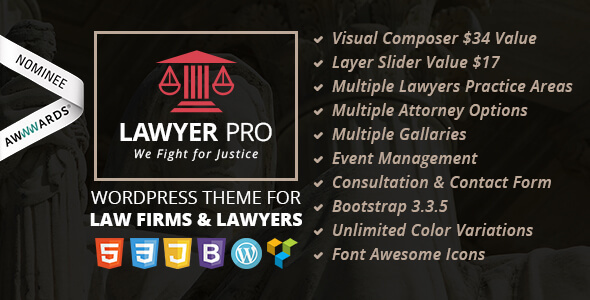 Lawyer Pro - Responsive WordPress Theme for Lawyers