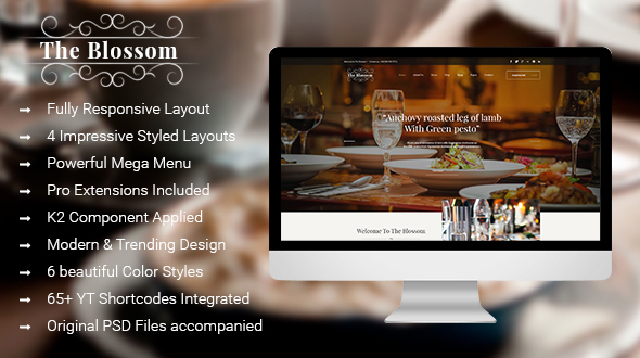 Blossom - Responsive Joomla Template For Restaurant/Food stores