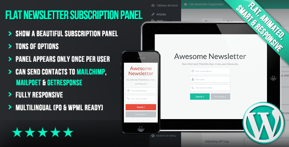 WP Flat Newsletter Subscription Panel