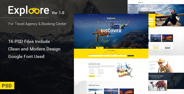 EXPLOORE - Travel, Exploration, Booking PSD Template