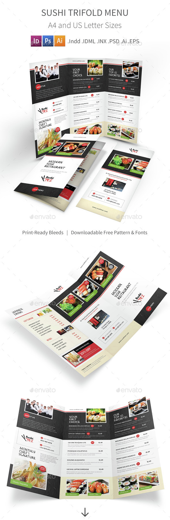 Sushi Trifold Menu 2