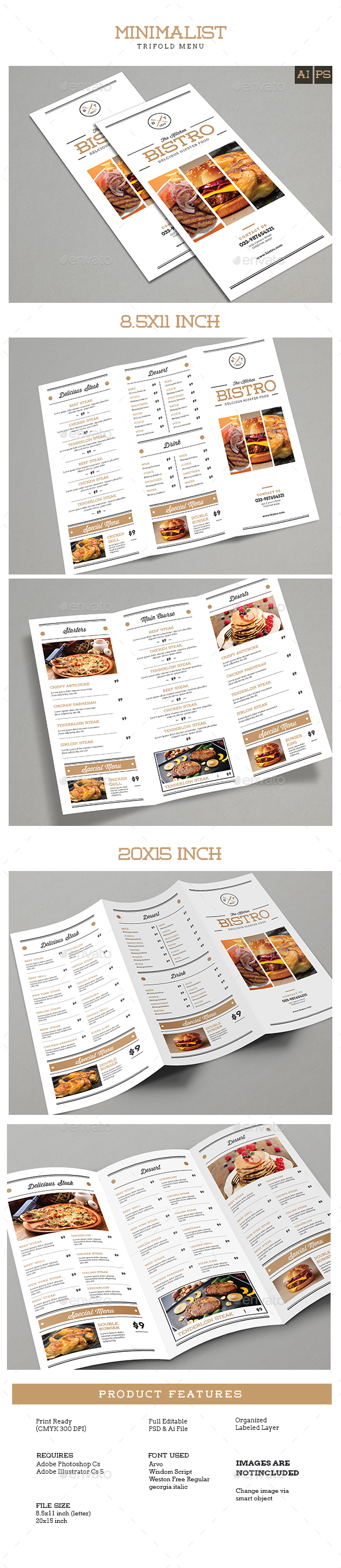 Trifold Brochure Minimalis Menu