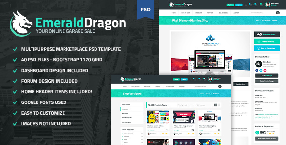 Emerald Dragon - PSD Multipurpose Marketplace