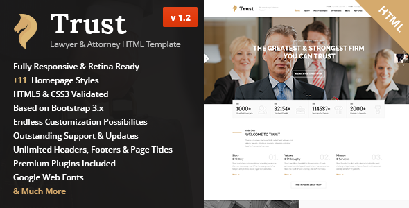 Trust - Lawyer & Attorney Business HTML Template