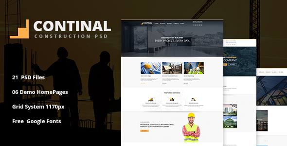 CONTINAL - Construction Business PSD Template