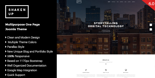 Shaken-Up - Multipurpose One Page Joomla Template