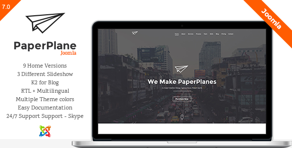 PaperPlane - Creative One Page Joomla Template