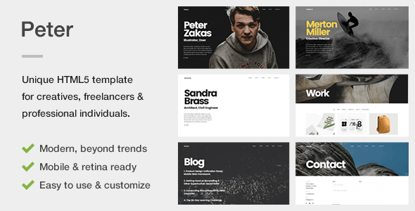 Peter - A Unique Portfolio Template for Creatives, Freelancers & Professional Individuals