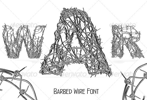 Barbed Wire Font - Characters 3D Renders