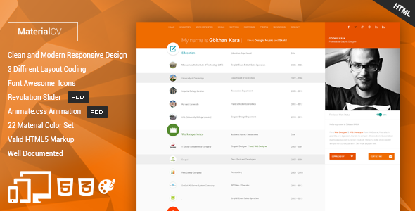 Material CV - Personal CV HTML Template