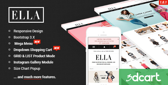 ELLA - Responsive 3dCart Template