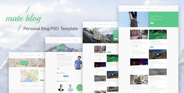 Mate Blog - Material Design Personal Blog PSD Template