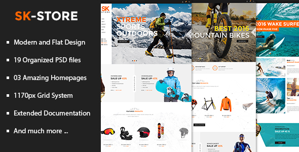 SK Store - Unique Shop PSD Template for Sport and Athletes