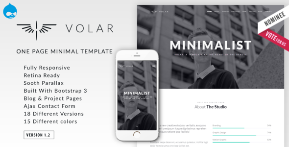 Volar | One Page Minimal Parallax Drupal Theme