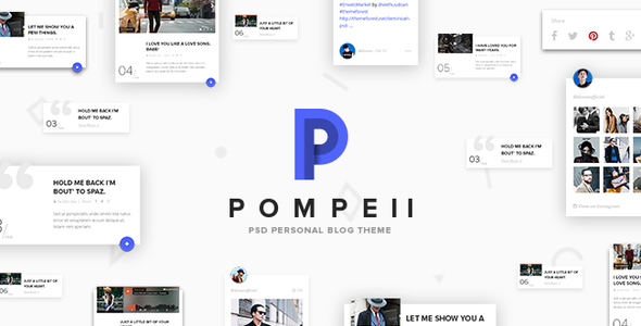 POMPEII | Material Personal Blog PSD Template