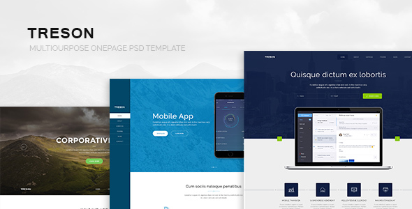 Treson - One Page Agency, App, Startup PSD Template