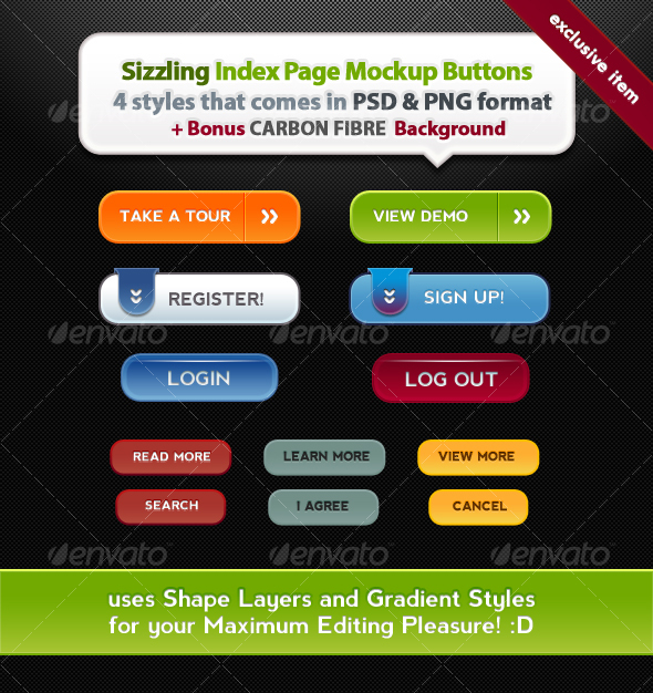 Sizzling Index Page Mockup Buttons Sizzling Index Page Mockup Buttons