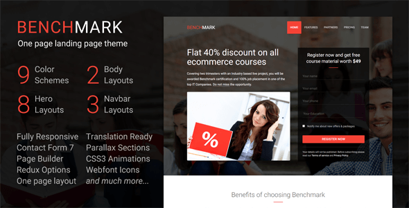 Benchmark - Responsive Multipurpose One Page Landing Page WordPress Theme