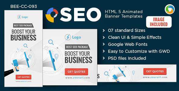 HTML5 SEO Banners - GWD - 7 Sizes