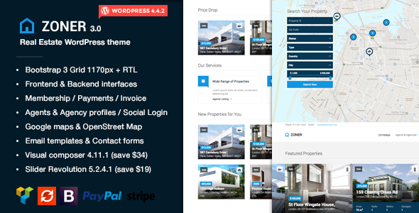 Zoner - Real Estate WordPress theme