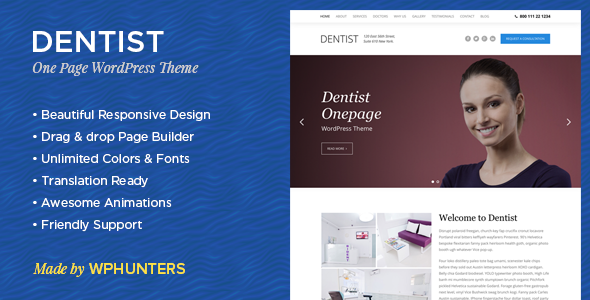 13 - Dentist - Dental One Page WordPress Theme