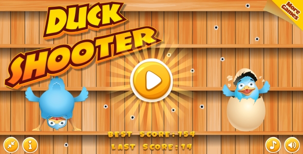 Duck Shooter - HTML5 Game, Mobile Vesion+AdMob!!! (Construct-2 CAPX)