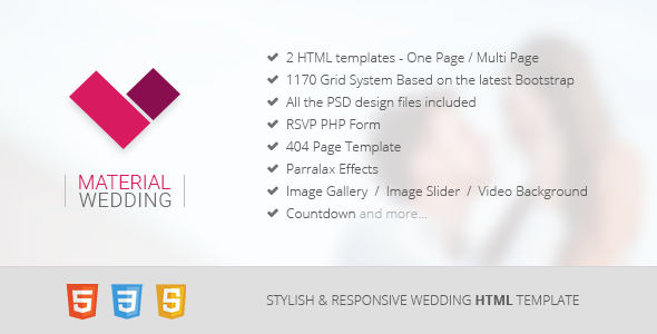 Material Wedding - Clean and Beautiful Wedding HTML Template