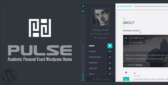 Pulse - Academic / Personal Vcard WordPress theme