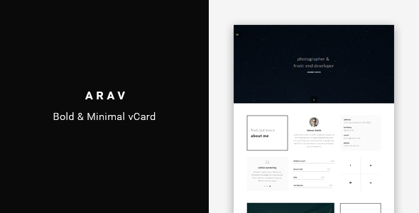Arav - Minimal Personal vCard Template