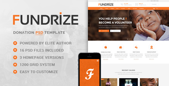 Fundrize - Donation / Charity PSD Template