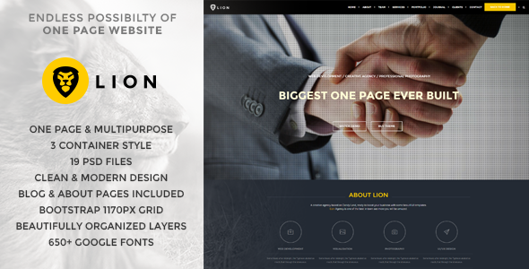 Lion - One Page & Multipurpose Retina Theme