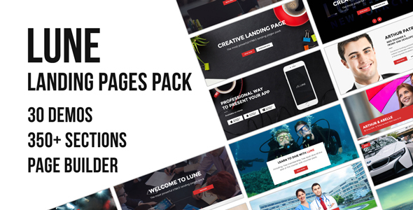 LUNE HTML5 Landing Pages Pack with Page Builder