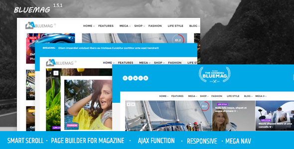 Bluemag - A Smart Scroll Blog / Magazine WordPress Responsive Theme