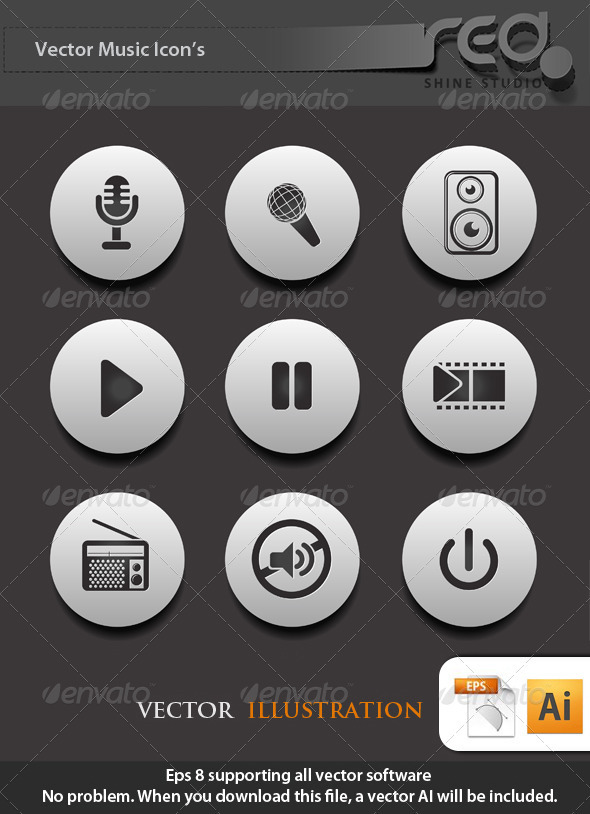 Music Icon Vector Pack - Media Technology