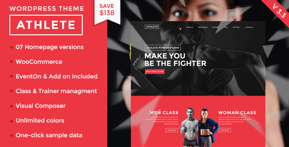 Athlete - Fitness, Gym and Sport WordPress theme