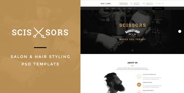 Scissors : Salon & Hair Styling PSD Template