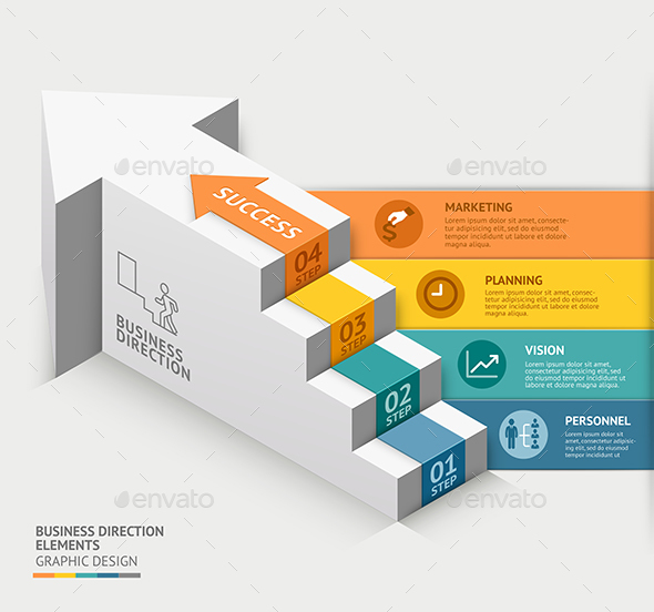 3d Business Staircase Infographics Template.