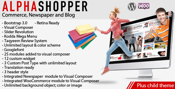 Alphashopper - Clean Newspaper and WooCommerce WP